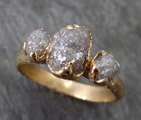 Raw Rough Diamond gold Engagement Multi stone Three Ring Rough Gold Wedding Ring diamond Wedding Ring Rough Diamond Ring byAngeline 0272 - by Angeline