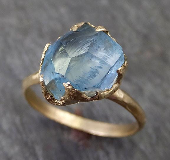 Partially Faceted Raw Uncut Aquamarine Solitaire Ring Wedding Ring One ...