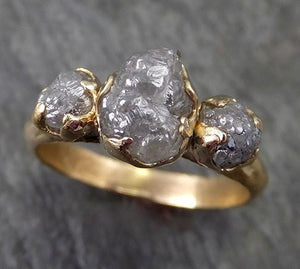 Raw Rough Diamond gold Engagement Multi stone Three Ring Rough Gold Wedding Ring diamond Wedding Ring Rough Diamond Ring byAngeline 0276 - by Angeline