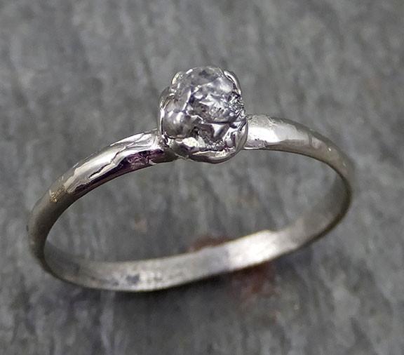 Raw Rough Dainty Diamond Engagement Ring Rough Diamond Solitaire 14k white gold Conflict Free Diamond Wedding Promise byAngeline 0277 - by Angeline