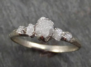 Custom Diamond White gold Engagement Ring Multi stone Rough Gold Wedding Ring diamond Wedding Ring Rough Diamond Ring byAngeline C0280 - by Angeline