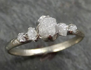 Custom Diamond White gold Engagement Ring Multi stone Rough Gold Wedding Ring diamond Wedding Ring Rough Diamond Ring byAngeline C0280 - by Angeline