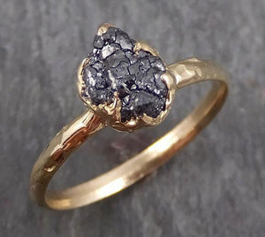 Rough Raw Black Diamond Engagement Ring Raw 14k yellow Gold Wedding Ring Wedding Solitaire Rough Diamond Ring byAngeline 0292 - by Angeline