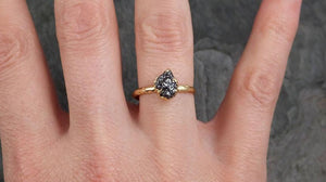 Rough Raw Black Diamond Engagement Ring Raw 14k yellow Gold Wedding Ring Wedding Solitaire Rough Diamond Ring byAngeline 0292 - by Angeline