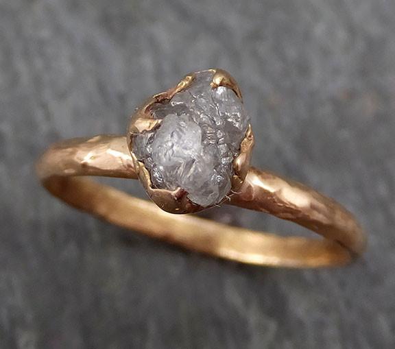 Raw Diamond Solitaire Engagement Ring Rough 14k rose Gold Wedding Ring diamond Stacking Ring Rough Diamond Ring byAngeline 0294 - by Angeline