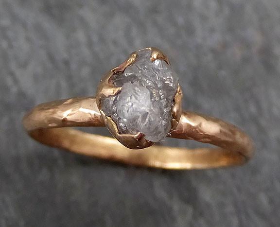 Raw Diamond Solitaire Engagement Ring Rough 14k rose Gold Wedding Ring diamond Stacking Ring Rough Diamond Ring byAngeline 0294 - by Angeline