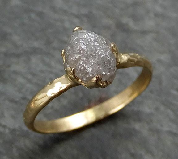 Raw Diamond Engagement Ring Rough Uncut Diamond Solitaire Recycled 14k yellow gold Conflict Free Diamond Wedding Promise byAngeline 0299 - by Angeline