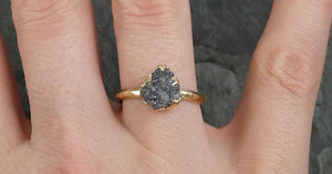 Rough Raw Black Grey Diamond Engagement Ring Raw 14k yellow Gold Wedding Ring Wedding Solitaire Rough Diamond Ring byAngeline 0300 - by Angeline
