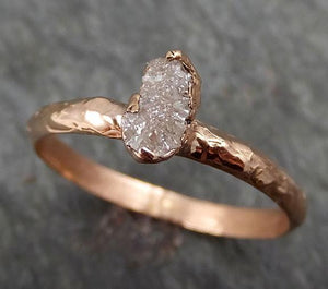 Raw Diamond Solitaire Multi stone Engagement Ring Rough 14k rose Gold Wedding Ring diamond Wedding Set Stacking Ring Rough Diamond Ring byAngeline 0302 - by Angeline