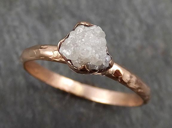 Raw Diamond Solitaire Engagement Ring Rough 14k rose Gold Wedding Ring diamond Stacking Ring Rough Diamond Ring byAngeline 0307 - by Angeline