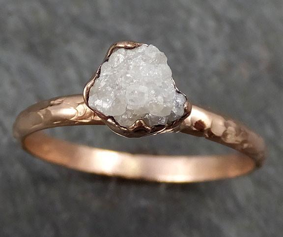 Raw Diamond Solitaire Engagement Ring Rough 14k rose Gold Wedding Ring diamond Stacking Ring Rough Diamond Ring byAngeline 0307 - by Angeline