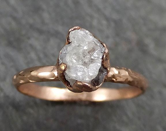 Raw Diamond Solitaire Engagement Ring Rough 14k rose Gold Wedding Ring diamond Stacking Ring Rough Diamond Ring byAngeline 0308 - by Angeline