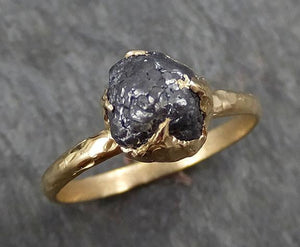 Rough Raw Black Grey Diamond Engagement Ring Raw 14k yellow Gold Wedding Ring Wedding Solitaire Rough Diamond Ring byAngeline 0310 - by Angeline