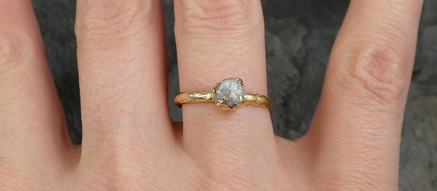 Raw Diamond Engagement Ring Rough Uncut Diamond Solitaire Recycled 14k gold Conflict Free Diamond Wedding Promise byAngeline 0311 - by Angeline