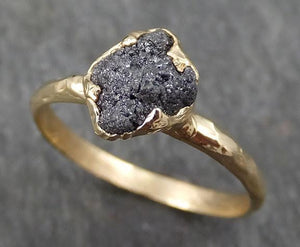 Rough Raw Black Grey Diamond Engagement Ring Raw 14k yellow Gold Wedding Ring Wedding Solitaire Rough Diamond Ring byAngeline 0313 - by Angeline