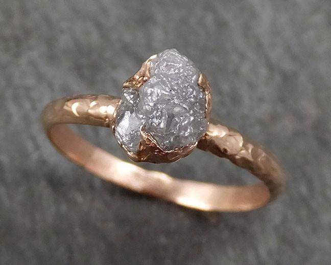 Raw Diamond Solitaire Engagement Ring Rough 14k rose Gold Wedding Ring diamond Stacking Ring Rough Diamond Ring byAngeline 0315 - by Angeline