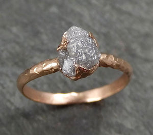 Raw Diamond Solitaire Engagement Ring Rough 14k rose Gold Wedding Ring diamond Stacking Ring Rough Diamond Ring byAngeline 0315 - by Angeline