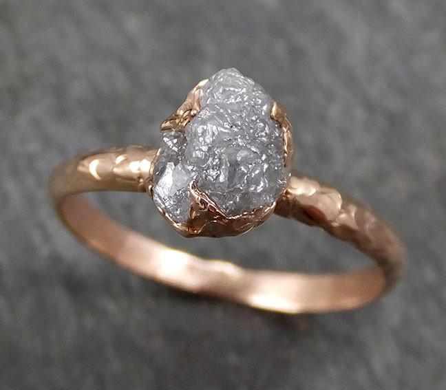 Raw Diamond Solitaire Engagement Ring Rough 14k rose Gold Wedding Ring diamond Stacking Ring Rough Diamond Ring byAngeline 0315 - by Angeline