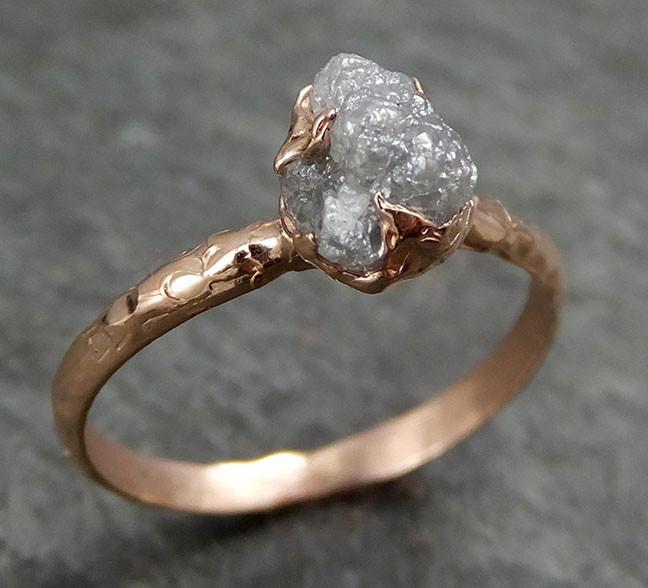 Raw Diamond Solitaire Engagement Ring Rough 14k rose Gold Wedding Ring diamond Stacking Ring Rough Diamond Ring byAngeline 0315 - by Angeline