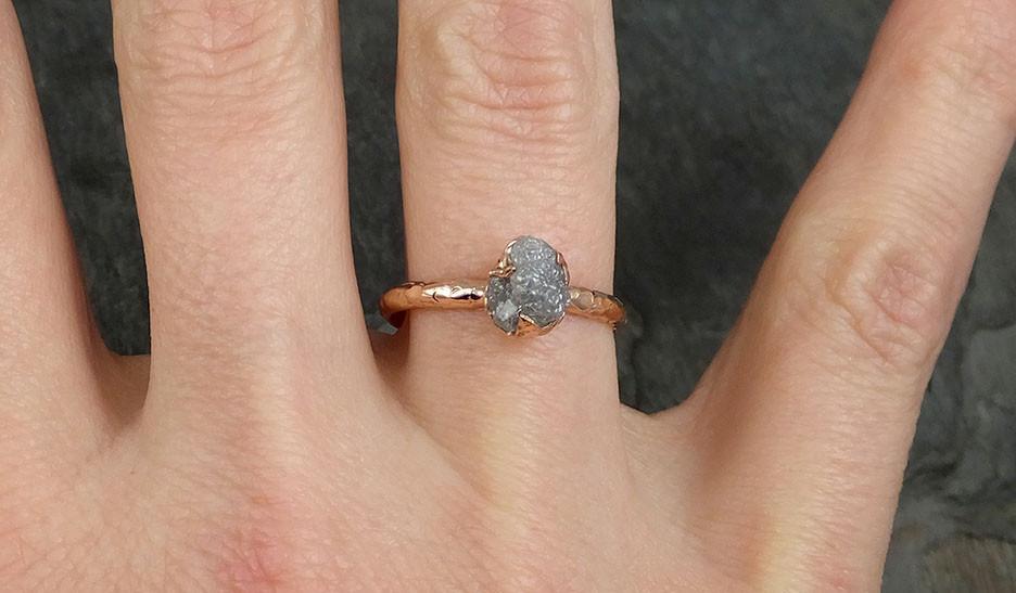 Raw Diamond Solitaire Engagement Ring Rough 14k rose Gold Wedding Ring diamond Stacking Ring Rough Diamond Ring byAngeline 0315 - by Angeline