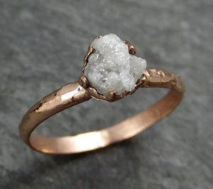 Raw Diamond Solitaire Engagement Ring Rough 14k rose Gold Wedding Ring diamond Stacking Ring Rough Diamond Ring byAngeline 0316 - by Angeline