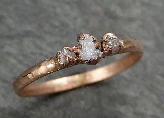 Dainty Diamond Engagement Stacking ring Multi stone Wedding anniversary Rose Gold 14k Rustic byAngeline 0317 - by Angeline