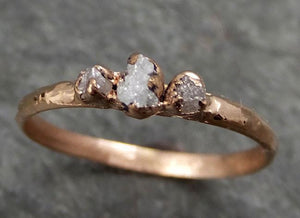 Dainty Diamond Engagement Stacking ring Multi stone Wedding anniversary Rose Gold 14k Rustic byAngeline 0317 - by Angeline