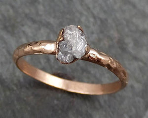 Raw Diamond Solitaire Engagement Ring Rough 14k rose Gold Wedding Ring diamond Stacking Ring Rough Diamond Ring byAngeline 0319 - by Angeline