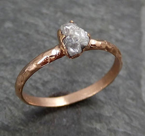 Raw Diamond Solitaire Engagement Ring Rough 14k rose Gold Wedding Ring diamond Stacking Ring Rough Diamond Ring byAngeline 0319 - by Angeline