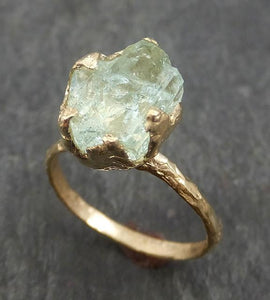 Raw Uncut Aquamarine Ring Solid 14k Gold Ring wedding engagement Rough Gemstone Ring Statement Ring Stacking byAngeline 0325 - by Angeline