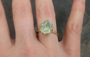 Raw Uncut Aquamarine Ring Solid 14k Gold Ring wedding engagement Rough Gemstone Ring Statement Ring Stacking byAngeline 0325 - by Angeline
