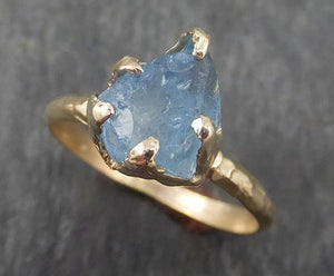 Raw Uncut Aquamarine Ring Solid 14k Gold Ring wedding engagement Rough Gemstone Ring Statement Ring Stacking byAngeline 0327 - by Angeline