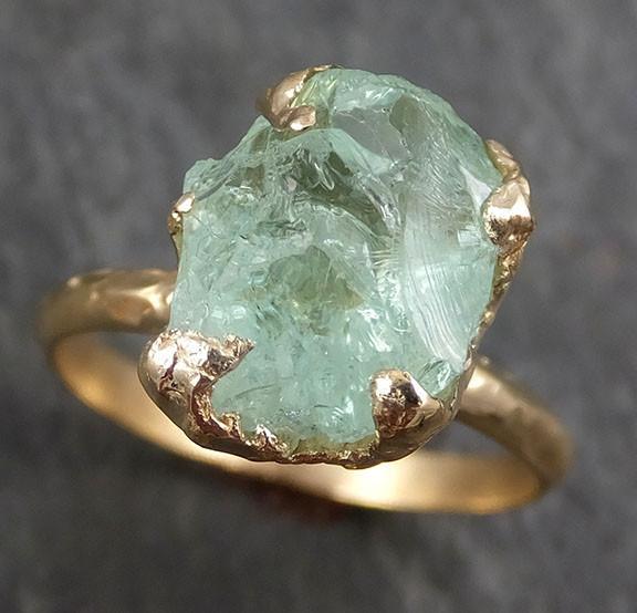 Raw Uncut Aquamarine Ring Solid 14k Gold Ring wedding engagement Rough Gemstone Ring Statement Ring Stacking byAngeline 0328 - by Angeline