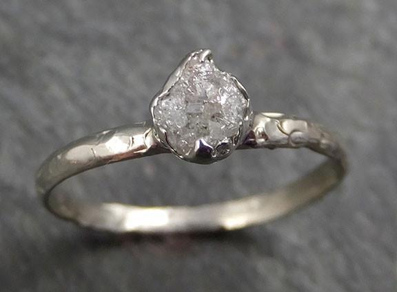 Raw Rough Uncut Diamond Engagement Ring Rough Diamond Solitaire 14k white gold Conflict Free Diamond Wedding Promise byAngeline 0331 - by Angeline