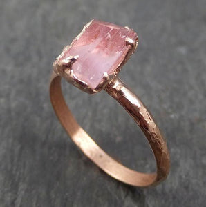 Partially faceted Raw Rough and partially Faceted Pink Topaz 14k rose Gold Ring One Of a Kind Gemstone Ring Recycled gold byAngeline 0336 - by Angeline