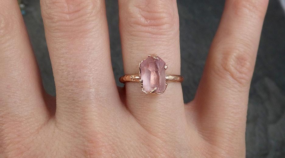 Partially faceted Raw Rough and partially Faceted Pink Topaz 14k rose Gold Ring One Of a Kind Gemstone Ring Recycled gold byAngeline 0336 - by Angeline