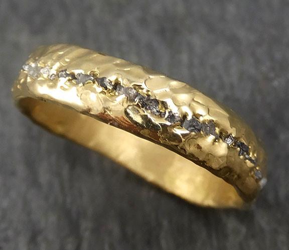 Raw Rough Diamond Men's Wedding Band 18k Gold Black Grey conflict free diamonds Recycled gold byAngeline C0341 - by Angeline