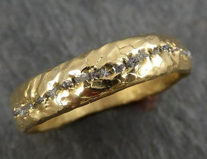 Raw Rough Diamond Men's Wedding Band 18k Gold Black Grey conflict free diamonds Recycled gold byAngeline C0341 - by Angeline