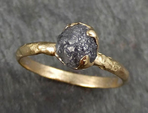 Rough Raw Black Grey Diamond Engagement Ring Raw 14k yellow Gold Wedding Ring Wedding Solitaire Rough Diamond Ring byAngeline 0344 - by Angeline