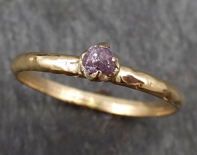 Dainty Raw Rough Uncut Conflict Free Pink Diamond Solitaire 14k Gold Wedding Ring by Angeline 0345 - by Angeline