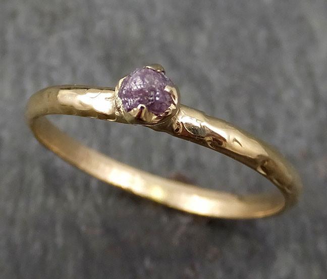 Dainty Raw Rough Uncut Conflict Free Pink Diamond Solitaire 14k Gold Wedding Ring by Angeline 0345 - by Angeline