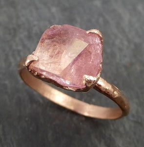 Raw Rough and partially Faceted Pink Topaz 14k rose Gold Ring One Of a Kind Gemstone Ring Recycled gold byAngeline 0349 - by Angeline