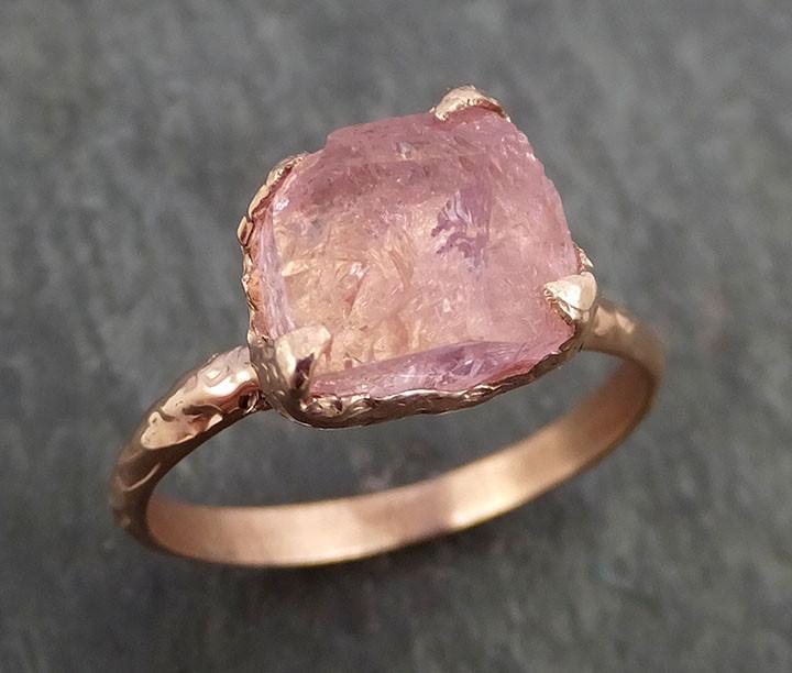 Raw Rough and partially Faceted Pink Topaz 14k rose Gold Ring One Of a Kind Gemstone Ring Recycled gold byAngeline 0349 - by Angeline