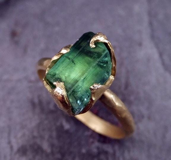 18k Gold Raw Green Tourmaline Ring Rough Uncut Gemstone tourmaline recycled stacking statement byAngeline - by Angeline