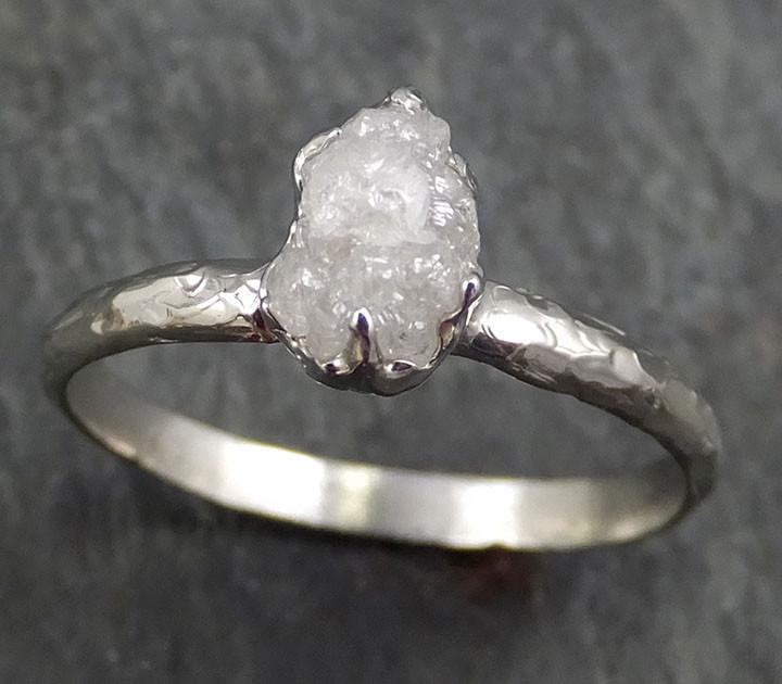 Raw Rough Uncut Diamond Engagement Ring Rough Diamond Solitaire 14k white gold Conflict Free Diamond Wedding Promise byAngeline 0352 - by Angeline