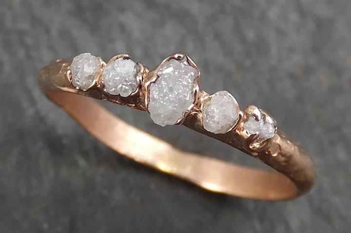 Raw Diamond Rose gold Multi stone Engagement Ring Rough Gold Wedding Ring diamond Wedding Ring Rough Diamond Ring byAngeline 0353 - by Angeline