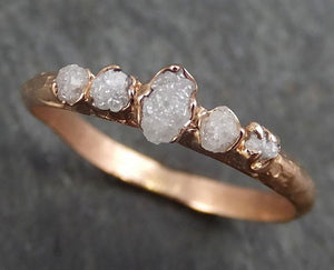 Raw Diamond Rose gold Multi stone Engagement Ring Rough Gold Wedding Ring diamond Wedding Ring Rough Diamond Ring byAngeline 0353 - by Angeline