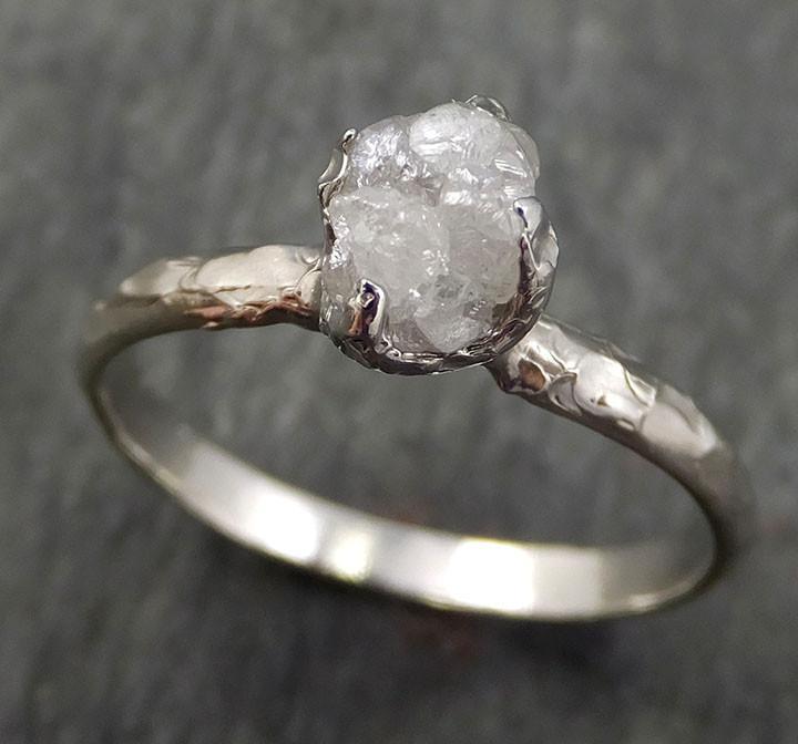 Raw Rough Uncut Diamond Engagement Ring Rough Diamond Solitaire 14k white gold Conflict Free Diamond Wedding Promise byAngeline 0354 - by Angeline