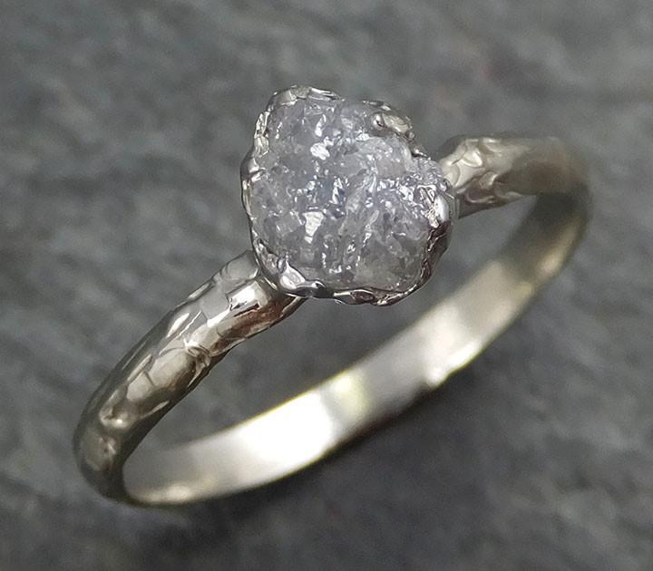 Raw Rough Uncut Diamond Engagement Ring Rough Diamond Solitaire 14k white gold Conflict Free Diamond Wedding Promise byAngeline 0355 - by Angeline
