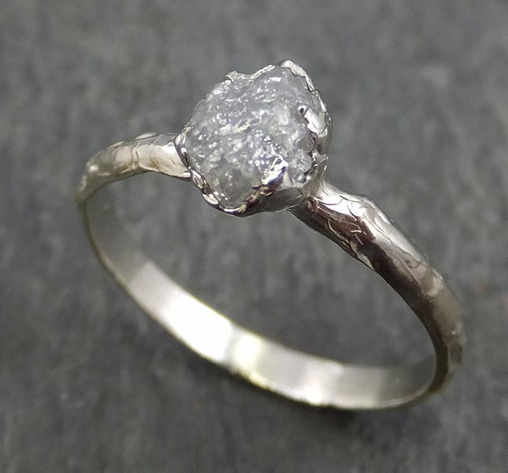 Raw Rough Uncut Diamond Engagement Ring Rough Diamond Solitaire 14k white gold Conflict Free Diamond Wedding Promise byAngeline 0355 - by Angeline
